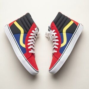 Vans Sk8-Hi Reissue OTW Rally Red Blue Yellow Colorblock Men's 9 / Women's 10.5